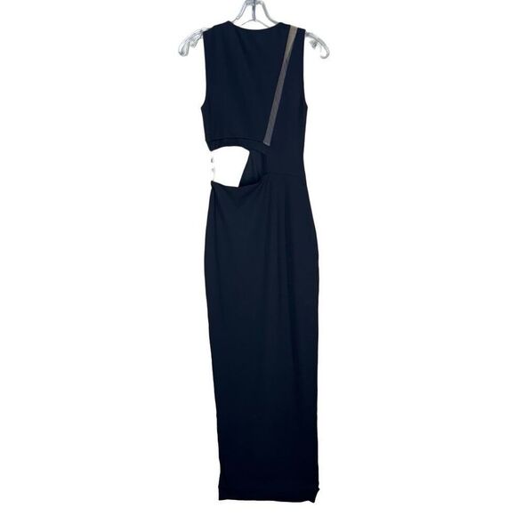 Camila Coelho Alex Maxi Dress in Black Asymmetric Cutout Column Slit XS FLAWS - Picture 5 of 15